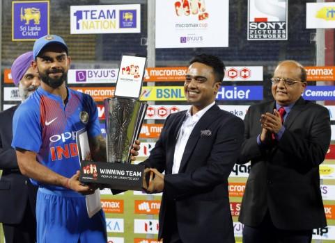 Virat Kohli led from the front with some explosive batting as India thrashed Sri Lanka by seven wickets in the one-off Twenty20 International at the R. Premadasa Stadium here on Wednesday. Kohli plundered 82 runs off just 54 deliveries, smashing seven boundaries and a six as the visitors chased down the 171-run target with four balls and seven wickets to spare. Manish Pandey gave Kohli excellent support from the other end. The right-hander from Karnataka brought up his maiden half-century in T20Is and remained unbeaten on 51 with four boundaries and a six studding his 36-ball innings. The duo put together 119 runs between them off 77 deliveries after the early departure of Indian openers Rohit Sharma and Lokesh Rahul.