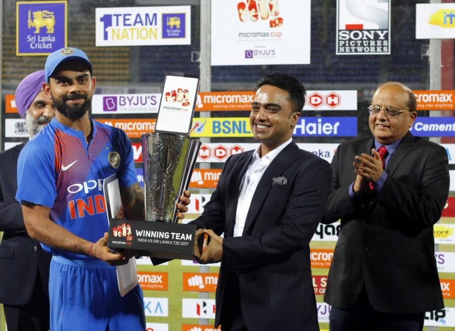 Virat Kohli led from the front with some explosive batting as India thrashed Sri Lanka by seven wickets in the one-off Twenty20 International at the R. Premadasa Stadium here on Wednesday. Kohli plundered 82 runs off just 54 deliveries, smashing seven boundaries and a six as the visitors chased down the 171-run target with four balls and seven wickets to spare. Manish Pandey gave Kohli excellent support from the other end. The right-hander from Karnataka brought up his maiden half-century in T20Is and remained unbeaten on 51 with four boundaries and a six studding his 36-ball innings. The duo put together 119 runs between them off 77 deliveries after the early departure of Indian openers Rohit Sharma and Lokesh Rahul. India vs Sri Lanka T20,India vs Sri Lanka T20 pics,India vs Sri Lanka T20 images,Virat Kohli,Manish Pandey,India beat Sri Lanka by 7 wickets,India beat Sri Lanka