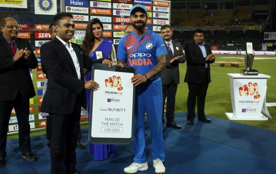 By the time Kohli fell to young pacer Isuru Udana -- caught by Dasun Shanaka while trying to clear the mid-wicket fence -- the Indians were on the threshold of victory, with 10 runs needed off nine balls. For Sri Lanka, veteran fast bowler Lasith Malinga, Seekkuge Prasanna and Isuru Udana took a wicket each. Rohit and Rahul had put the visitors off to a promising start. But Rohit virtually threw away his wicket with a poorly attempted slog off Malinga, which saw Thisara Perera running in from mid-on to latch onto the skier. Rahul departed exactly three overs later thanks to a brilliant diving catch by Dasun Shanaka at cover off Seekkuge Prasanna's bowling. But that was the last bit of celebration that the Lankans will manage for a long time as Kohli and Pandey came together to ensure a comfortable victory for India. India vs Sri Lanka T20,India vs Sri Lanka T20 pics,India vs Sri Lanka T20 images,Virat Kohli,Manish Pandey,India beat Sri Lanka by 7 wickets,India beat Sri Lanka