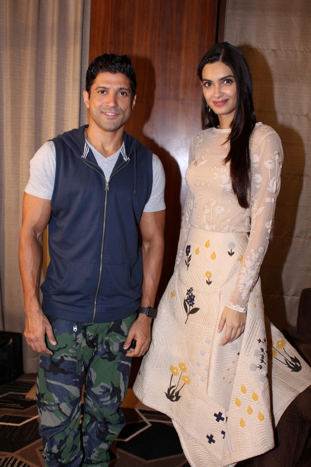 Actors Farhan Akhtar and Diana Penty during the promotion of their upcoming film "Lucknow Central" in Mumbai on Aug 31,2017. Farhan Akhtar and Diana Penty,Farhan Akhtar,Diana Penty,Lucknow Central,Lucknow Central promotion,Lucknow Central movie promotion