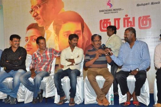 Tamil movie Kurangu Bommai Thanks Giving meet held in Chennai. Celebs like Bharathiraja, Vidharth, Kalki and others graced the event.
