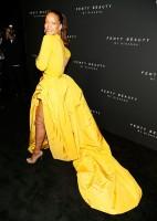 Rihanna,singer Rihanna,Braless Rihanna,Rihann strappy sandals,Rihann at Fenty NYFW beauty launch,Fenty NYFW beauty launch,NYFW beauty launch