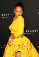 Rihanna,singer Rihanna,Braless Rihanna,Rihann strappy sandals,Rihann at Fenty NYFW beauty launch,Fenty NYFW beauty launch,NYFW beauty launch