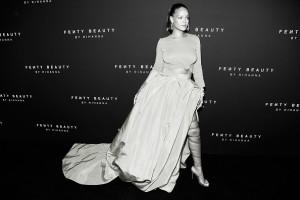 Rihanna,singer Rihanna,Braless Rihanna,Rihann strappy sandals,Rihann at Fenty NYFW beauty launch,Fenty NYFW beauty launch,NYFW beauty launch