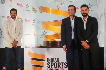 India cricket skipper Virat Kohli and Chairman of RP-SG Group Sanjiv Goenka on Friday launched the RP-Sanjiv Goenka Indian Sports Honours, which is dedicated to reward excellence in the field of sports. These sports awards will also help identify and support athletes with potential and award them scholarships, organisers said. Kohli and Goenka have jointly partnered to create this platform to honour exceptional performances, in line with their vision to support the development of Indian Sports. Virat Kohli and Sanjiv Goenka,Virat Kohli,Sanjiv Goenka,The RP-SG Indian Sports Honours,RP-Sanjiv Goenka,skipper Virat Kohli