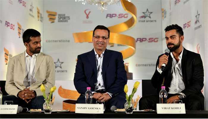 "India has made rapid strides as a sporting nation. The days of being a one-sport country are behind us. The time is just right to introduce an institution that will recognise and reward our top sporting achievers and put the spotlight on those who are expected to do the country proud in the years to come," Kohli said at the launch. Virat Kohli and Sanjiv Goenka,Virat Kohli,Sanjiv Goenka,The RP-SG Indian Sports Honours,RP-Sanjiv Goenka,skipper Virat Kohli