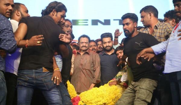 Telugu movie Jai Lava Kusa trailer launch event held at Hyderabad. Celebs like Jr NTR, Raashi Khanna, Niveda Thomas, Devi Sri Prasad, Koratala Siva and others graced the event.