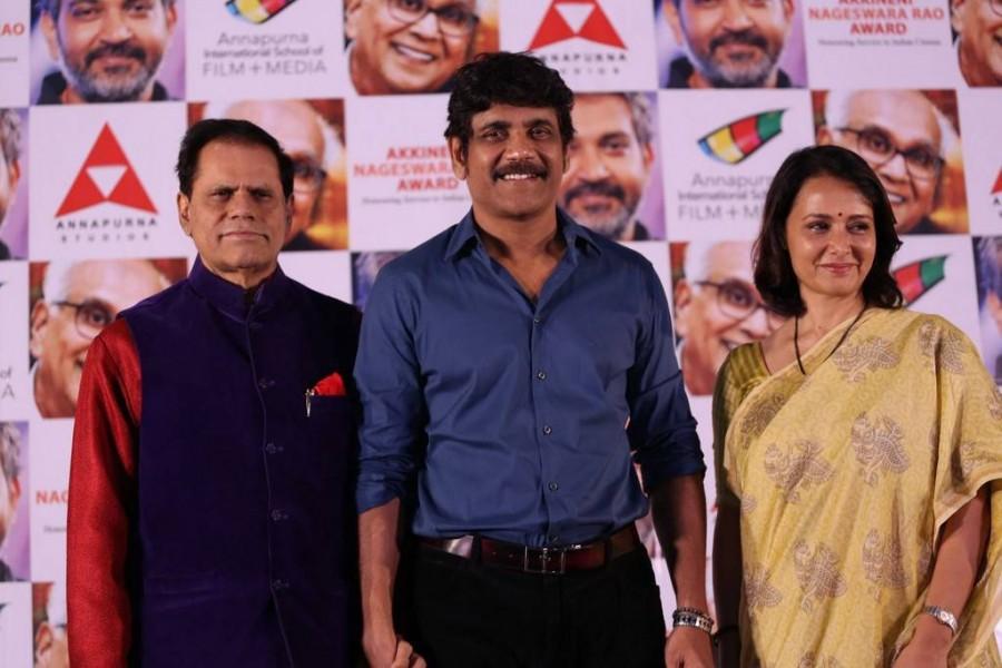 ANR Award 2017 Announcement press meet held at Hyderabad. Celebs like Nagarjuna Akkineni, Amala, T. Subbarami Reddy graced the event. Nagarjuna Akkineni,Amala,Nagarjuna,ANR Award 2017 Announcement press meet,ANR Award 2017,ANR Award 2017 press meet,ANR Award 2017 press meet pics,ANR Award 2017 press meet images,ANR Award 2017 press meet stills,ANR Award 2017 press meet pictures,ANR Awar