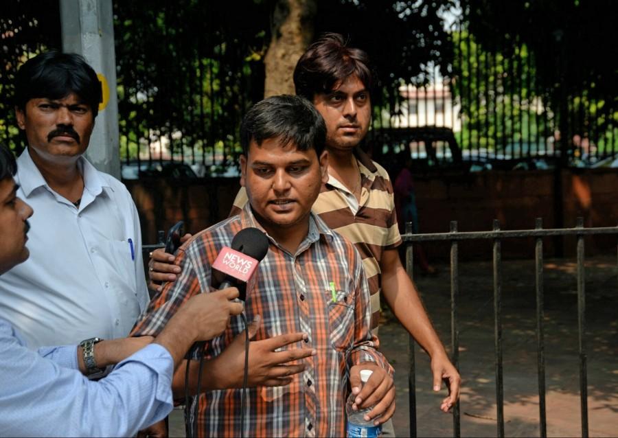 Father of the class 2 student Pradhuman who was found dead by a school staff in Ryan international School's washroom with his throat slit, talks to the press outside the Supreme Court in New Delhi. Pradhuman,Ryan international School,Ryan School,Ryan international School student