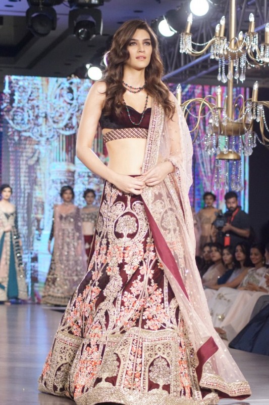 Actress Kriti Sanon displays the creation of Mirabella Annual Wedding Collection during the "Bombay Times Fashion Week" 2017 in Mumbai. Kriti Sanon,actress Kriti Sanon,Kriti Sanon at Bombay Times Fashion Week,Kriti Sanon at Bombay Times Fashion Week 2017,Bombay Times Fashion Week 2017,Bombay Times Fashion Week