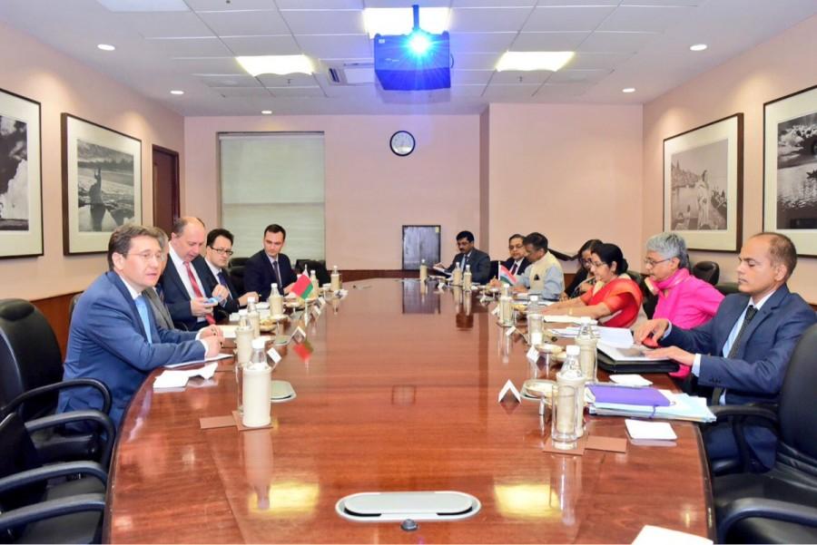 Vovk is leading a delegation to India for the 8th Session of the Indian-Belarusian Intergovernmental Commission on Trade, Economic, Scientific, Technological and Cultural Cooperation scheduled for Tuesday. Sushma Swaraj,External Affairs Minister Sushma Swaraj,Belarus minister Vitaly Vovk,Belarus Industry minister Vitaly Vovk,Sushma meets Belarus minister,Indian-Belarusian
