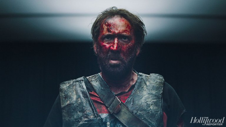 Actor Nicolas Cage is covered in blood in Panos Cosmatos' Mandy. Andrea Riseborough and Linus Roache also star in the film. Toronto first look,Toronto,Panos Cosmatos,Nicolas Cage in Panos Cosmatos