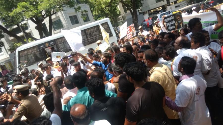 Dhanush at Save Children protest in Chennai. Dhanush and Latha Rajinikanth,Dhanush,Latha Rajinikanth,Save Children protest,Dhanush at Save Children protest,Save Children protest in Chennai