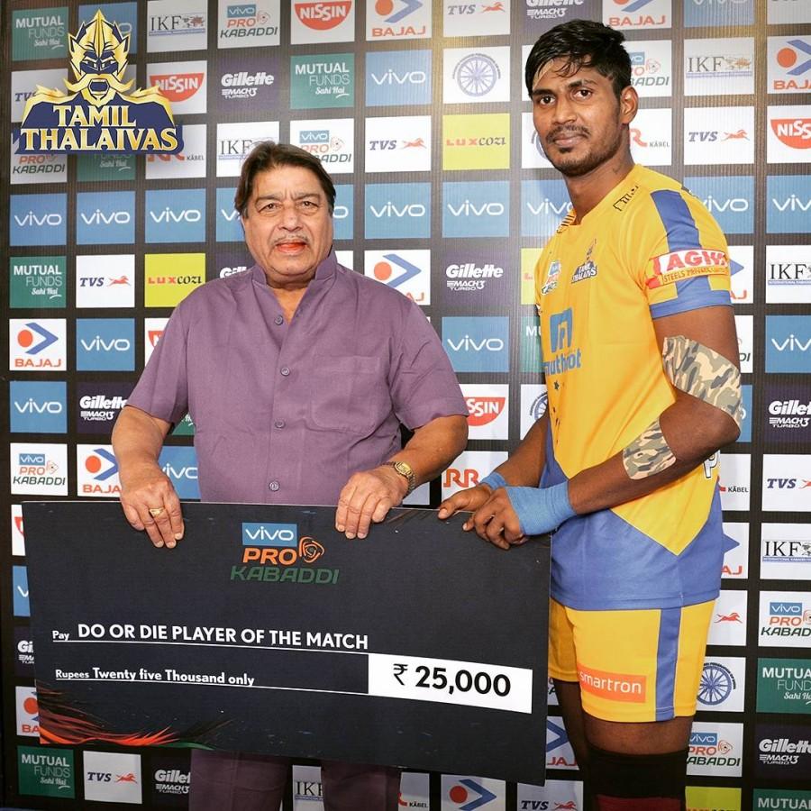 With less than five minutes left on the clock, Tamil Thalaivas trailed 23-26. Prapanjan scored with a two-point raid in the 37th minute as Thalaivas trailed 25-26. Tamil Thalaivas forced an all out in the 38th minute to lead 29-28. Pro Kabaddi 2017,Pro Kabaddi,Tamil Thalaivas pip UP Yoddha,Tamil Thalaivas,UP Yoddha,PKL,PKL 2017