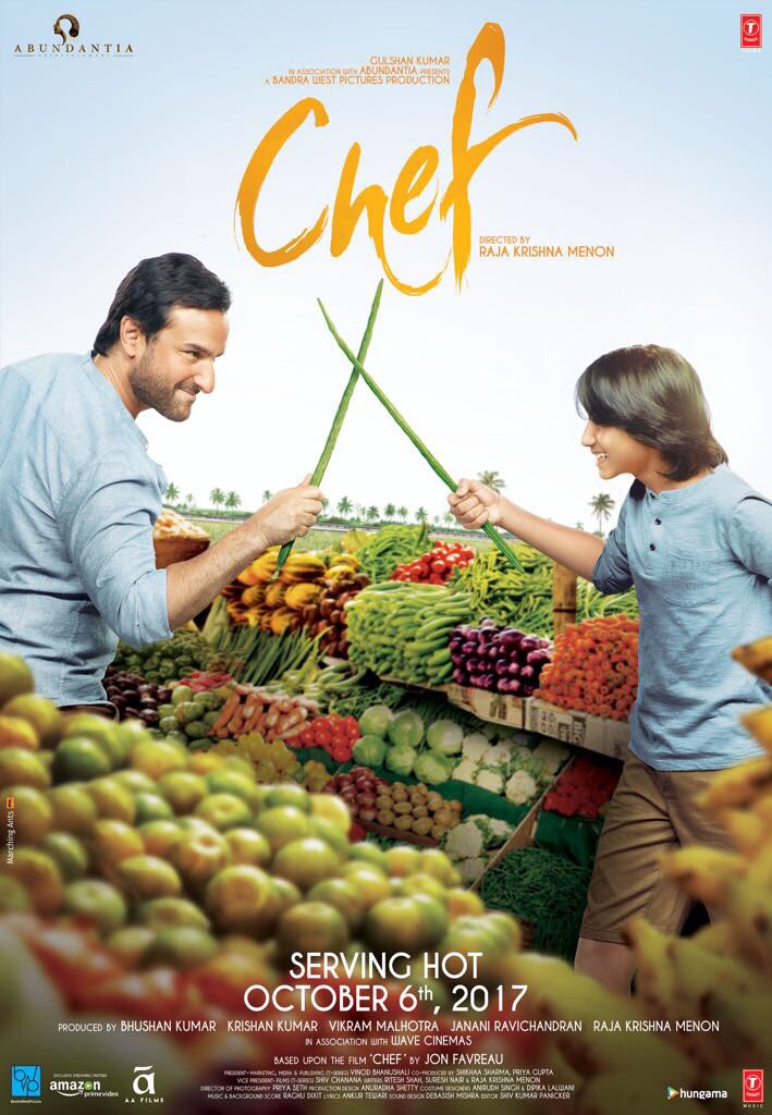 The father-son bond looks wonderful in this new fun poster of Chef. Saif Ali Khan,Chef,Chef first look poster,Chef poster,Chef first look,Chef movie poster,Padmapriya,Saif Ali Khan's Chef