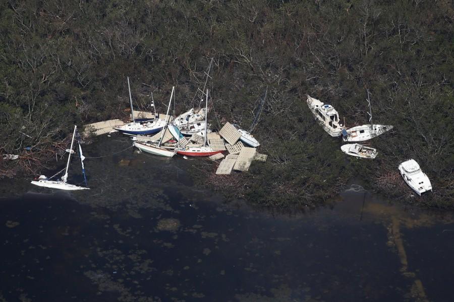 Boats washed ashore in Marathon. Hurricane Irma,Florida Keys,Florida Keys by Hurricane Irma