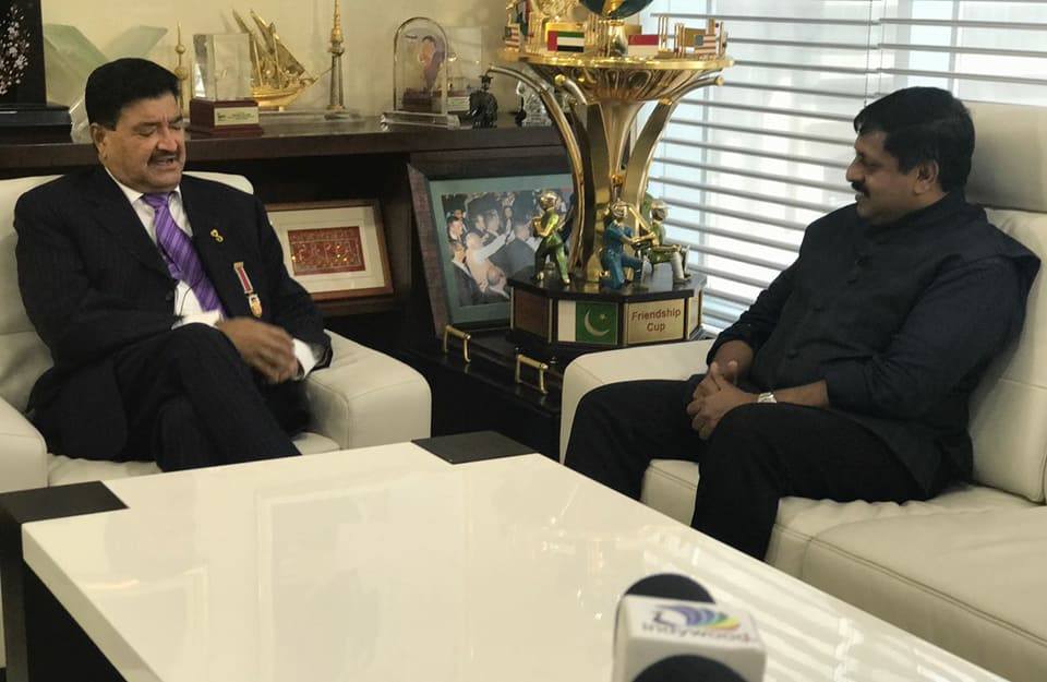 NMC Group Founder BR Shetty with Indywood Founder Director Sohan Roy. Project Indywood,BR Shetty,Sohan Roy,NRI industrialists