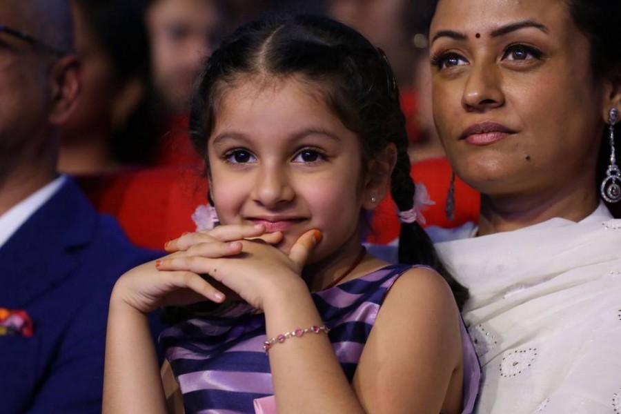 Sitara snapped at Spyder Pre Release event. Mahesh Babu,Mahesh Babu's daughter Sitara,Mahesh Babu daughter,Sitara,Spyder Pre Release event,Spyder Pre Release event pics,Spyder Pre Release event images,Spyder Pre Release event stills,Spyder Pre Release event pictures,Spyder Pre Release event ph