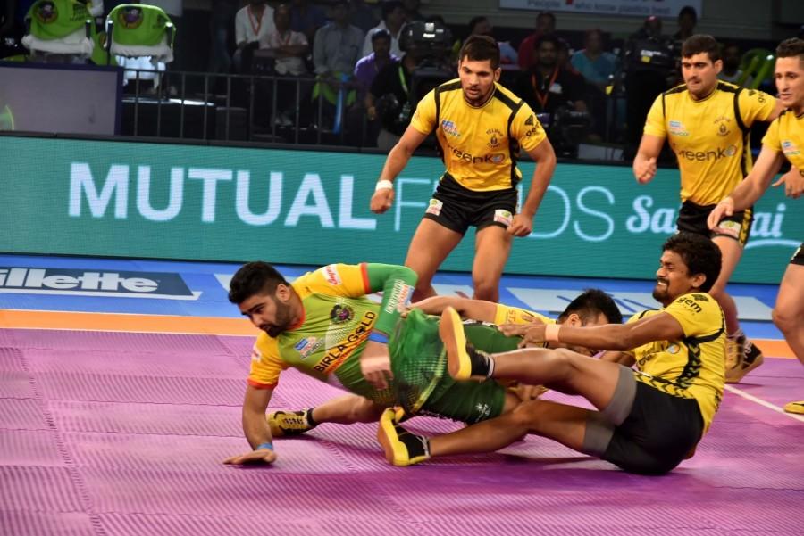 Pardeep Narwal continued his stellar form, scoring 14 points to lead the Patna Pirates to a comfortable 46-30 win over Telugu Titans in the opening match of the Ranchi leg of Pro Kabaddi League (PKL) season 5 here on Friday. Narwal was ably supported by Monu Goyat, who scored with 10 points. Pro Kabaddi 2017Pro Kabaddi,Patna Pirates hammer Telugu Titans,Patna Pirates beats Telugu Titans,Patna Pirates,Telugu Titans