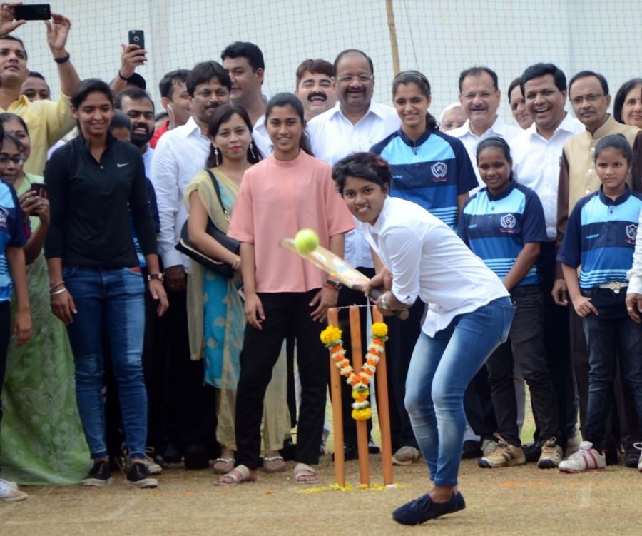 Indian women cricketer Poonam Raut during the launch of her cricket academy at Poisar Gymkhana, Kandivali in Mumbai. Poonam Raut,cricketer Poonam Raut,Poonam Raut launches cricket academy,Poonam Raut launches academy