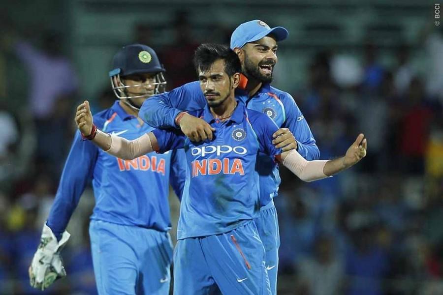 Pacer Jasprit Bumrah drew first blood by cleaning up Cartwright's off-stump before Pandya joined the party. After surviving a leg before scare, Smith mistimed the next delivery and ended up top-edging it high in the air which Bumrah brilliantly pouched at short fine. In no time, Head, too, was back after feathering a nick to stumper Mahendra Singh Dhoni. Seasoned opener David Warner (25 from 28 balls; 4*2) offered some resistance but the introduction of chinaman Kuldeep Yadav brought his downfall, comfortably caught behind by Dhoni. Reduced to 35/4, the visitors were left high and dry until the big-hitting Glenn Maxwell (39 from 18; 4*3, 6*4) arrived and milked 22 runs from Kuldeep's third over, including three consecutive maximums. MS Dhoni,Hardik Pandya,India vs Australia 1st ODI,India vs Australia,india vs australia 2017,Duckworth-Lewis method,India beats Australia