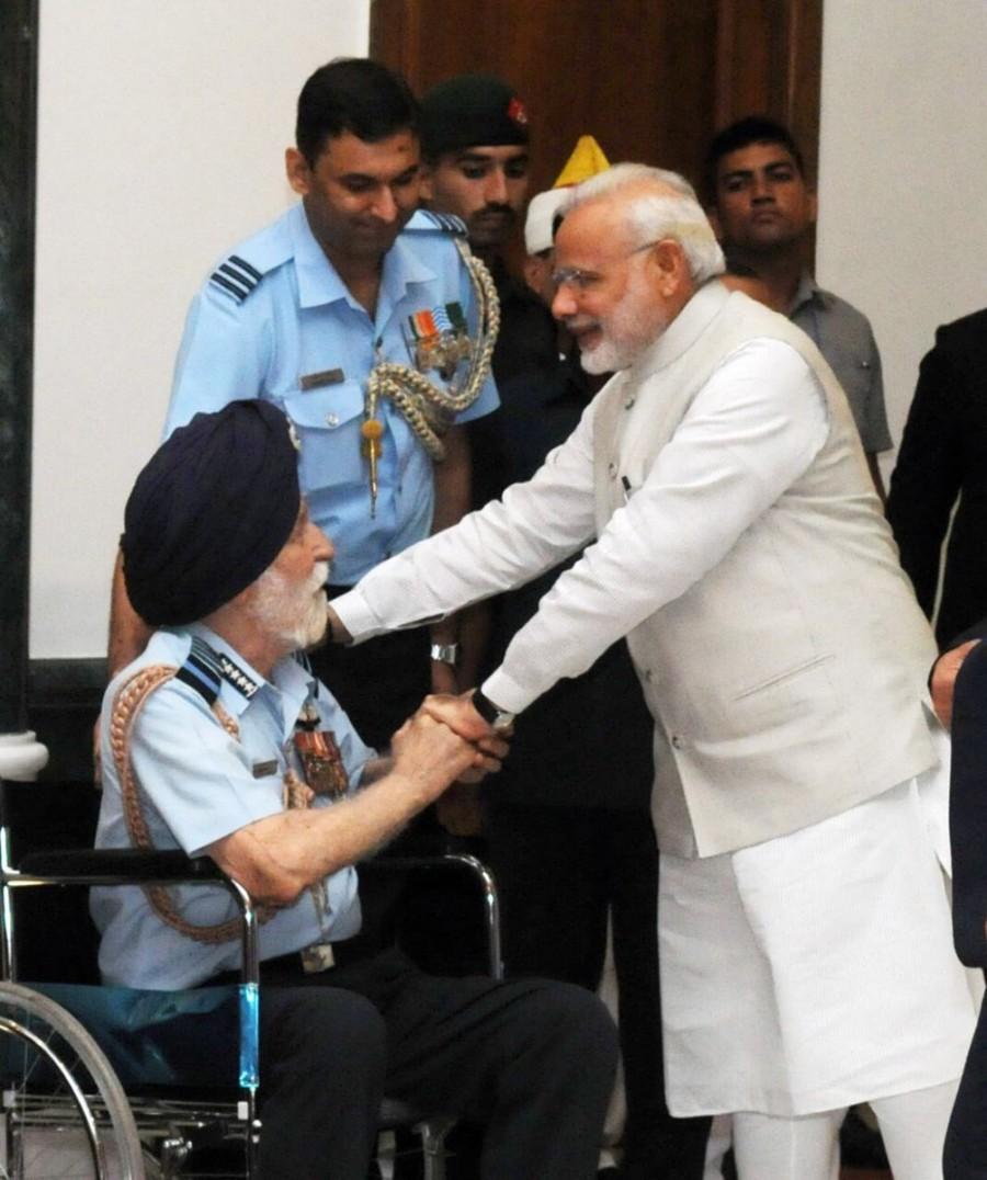 "Even at the age of 98, he would be dressed in uniform. He would come on a wheelchair but whenever he would see me, he would stand," he added. "I requested him not to stand but he was a soldier, he never forgot his discipline." Narendra Modi,PM Narendra Modi,Narendra Modi remembers Marshal,Narendra Modi remembers Arjan Singh,Arjan Singh,Arjan Singh rare pics,Arjan Singh rare images,Arjan Singh rare stills,Arjan Singh rare pictures