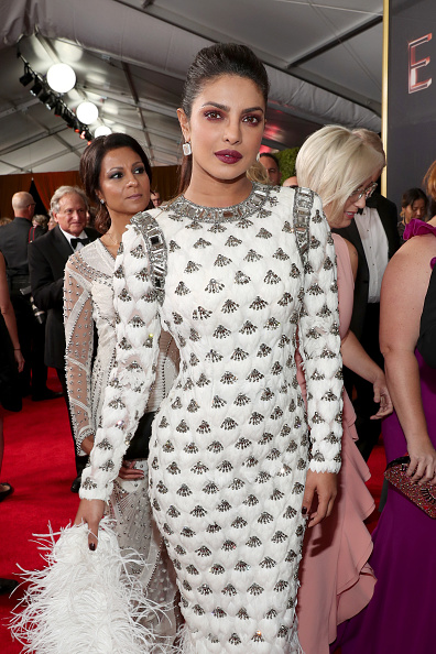 Bollywood actress Priyanka Chopra stepped out in a figure hugging white custom-made Balmain mermaid creation at the 69th Primetime Emmy Awards. Emmy Awards 2017,Emmy Awards,Priyanka Chopra dazzles in white,Priyanka Chopra,Priyanka Chopra at Emmy Awards 2017,Priyanka Chopra at Emmy Awards