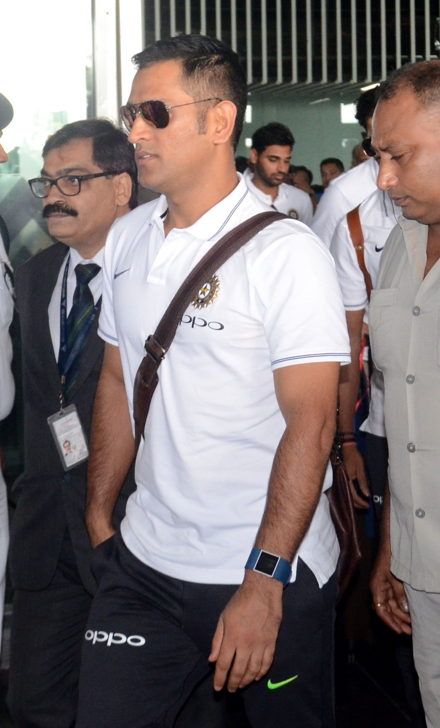 Indian cricketer MS Dhoni arrives at Netaji Subhas Chandra Bose International Airport in Kolkata on Sept 18, 2017. India vs Australia,India vs Australia 2017,India vs Australia 2nd ODI,Steve Smith,Virat Kohli,Hardik Pandya,MS Dhoni