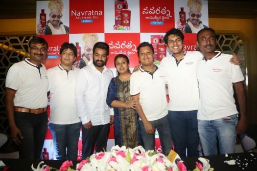 Jr NTR spotted at Navratna Ayurvedic Oil Press Meet.