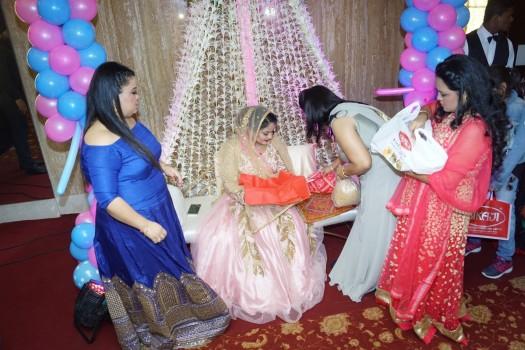Bharti Singh with Mubeen Saudagar Wife's Alsaba Saudagar during the Baby Shower ceremony.