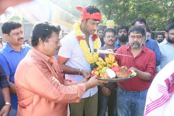 Basking in the success of Tamil thriller "Thupparivaalan", actor Vishal on Wednesday began work on his next Tamil outing "Sandakozhi 2". The makers, in a statement here, announced that the project has begun. "The principal shooting starts from tomorrow. The plan is to wrap up the film in the next two months. A huge set has already been erected in the outskirts of the city where most of the shoot will take place," a source from the film's unit told IANS. Sandakozhi 2 movie launch,Sandakozhi 2 launch,Sandakozhi 2,Sandakozhi 2 poojai,Vishal,Lingusamy,Keerthy Suresh,Varalakshmi