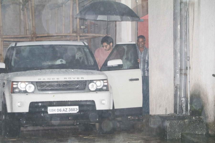Ahan Shetty snapped with his dog outside his residence. Suniel Shetty,Suniel Shetty son,Ahan Shetty,Ahan Shetty spotted with his dog