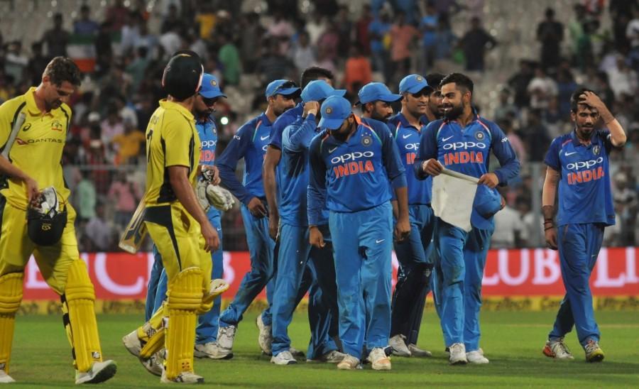 The Aussies were jolted early on courtesy a fiery first spell by Bhuvneshwar (6-2-9-2). The 27-year-old first got rid of opener Hliton Cartwright (1), beating his inside edge with the ball crashing onto his stumps and then sent David Warner (1) back with a beauty. The ball swung away after pitching with Warner sticking his bat out for Rahane to pouch the ball at second slip. Skipper Smith and Travis Head then joined hands for a 76-run stand for the third wicket where the latter was dropped on 15 by Rohit Sharma at first slip in the seventh over. Just as the partnership was looking good, Head (39) was dismissed by Chahal and Glenn Maxwell (14) did not last long despite smacking Kuldeep for two back-to-back sixes. Dhoni effected a brilliant stumping off Chahal to get the wicket of Maxwell. Chinaman Kuldeep Yadav,Chinaman Kuldeep Yadav gets hat-trick,Chinaman Kuldeep Yadav hat-trick,Kuldeep gets hat-trick,India beat Australia in second ODI,India beat Australia