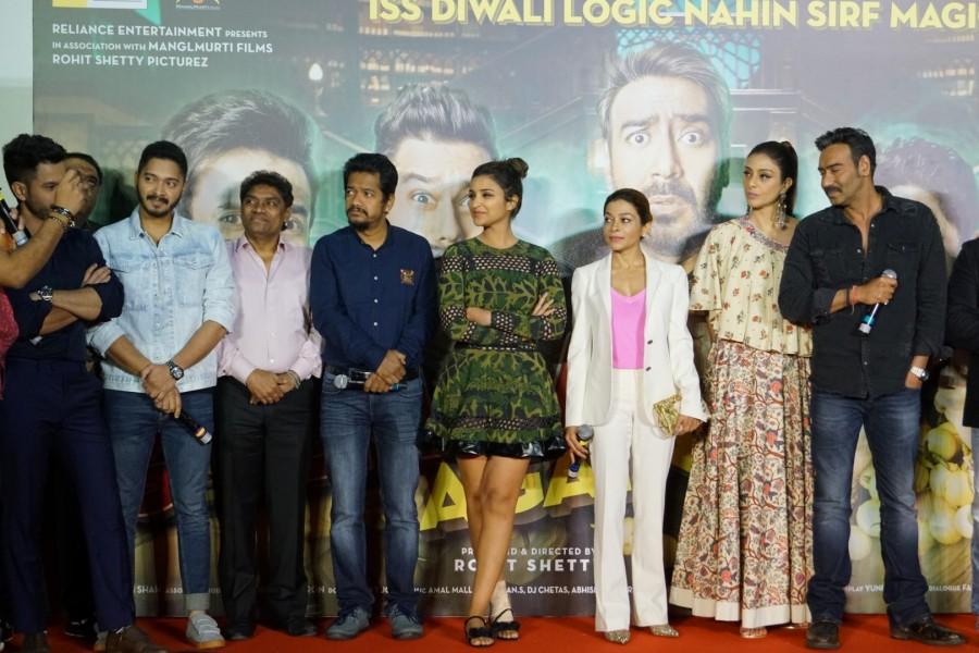 Actors Ajay Devgan, Parineeti Chopra, Johnny Lever, Arshad Warsi, Tusshar Kapoor, Kunal Khemu, Johnny Lever, Shreyas Talpade and Director Rohit Shetty during the trailer launch of their upcoming film "Golmaal Again". Ajay Devgn,Parineeti Chopra,Arshad Warsi,Tusshar Kapoor,Golmaal Again trailer launch,Golmaal Again trailer,Golmaal Again,Golmaal Again trailer launch pics,Golmaal Again trailer launch images,Golmaal Again trailer launch stills,Golmaal Again trailer launch