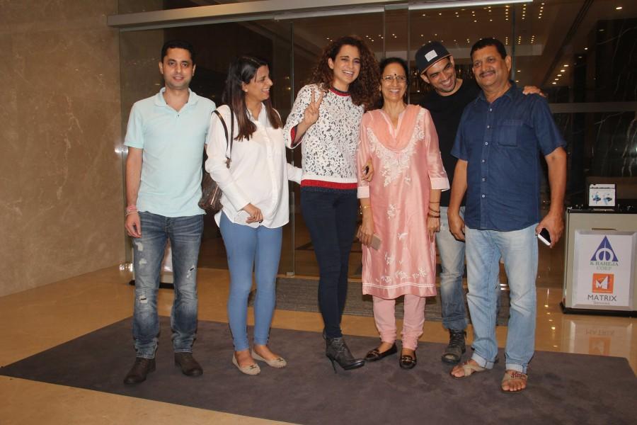 Bollywood film actress Kangana Ranaut spotted with her family at Yauatcha Bandra BKC. Kangana Ranaut,actress Kangana Ranaut,Kangana Ranaut spotted with her family,Kangana Ranaut with her family,Kangana Ranaut at Yauatcha Bandra BKC