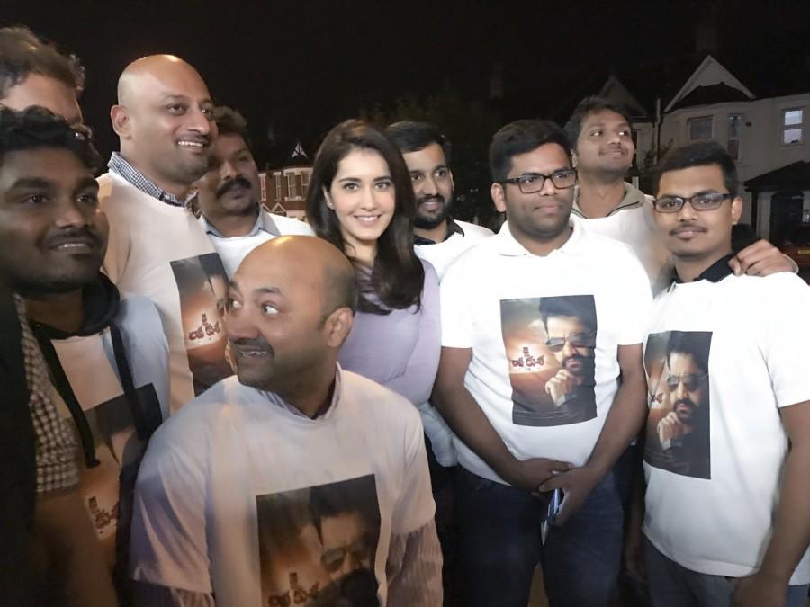 Actress Raashi Khanna watched her latest Telugu release "Jai Lava Kusa" with fans in London. She was touched by their warm welcome. "Last night in London when I went to watch 'Jai Lava Kusa'. Thank you guys for such a warm welcome! Was taken aback by the craze for the film," Raashi tweeted on Friday. Raashi Khanna,Raashi Khanna watches Jai Lava Kusa,Jai Lava Kusa,Jai Lava Kusa special screening,Jr NTR