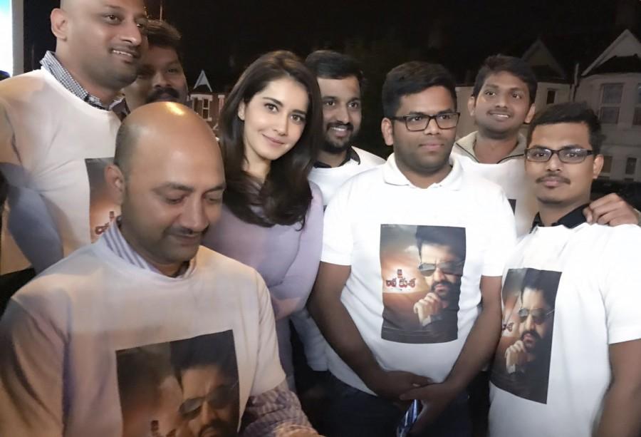 In the film, she plays one of the leading ladies, the other heroine being Nivetha Thomas. She thanked her director Bobby for making her a part of the film. Raashi Khanna,Raashi Khanna watches Jai Lava Kusa,Jai Lava Kusa,Jai Lava Kusa special screening,Jr NTR