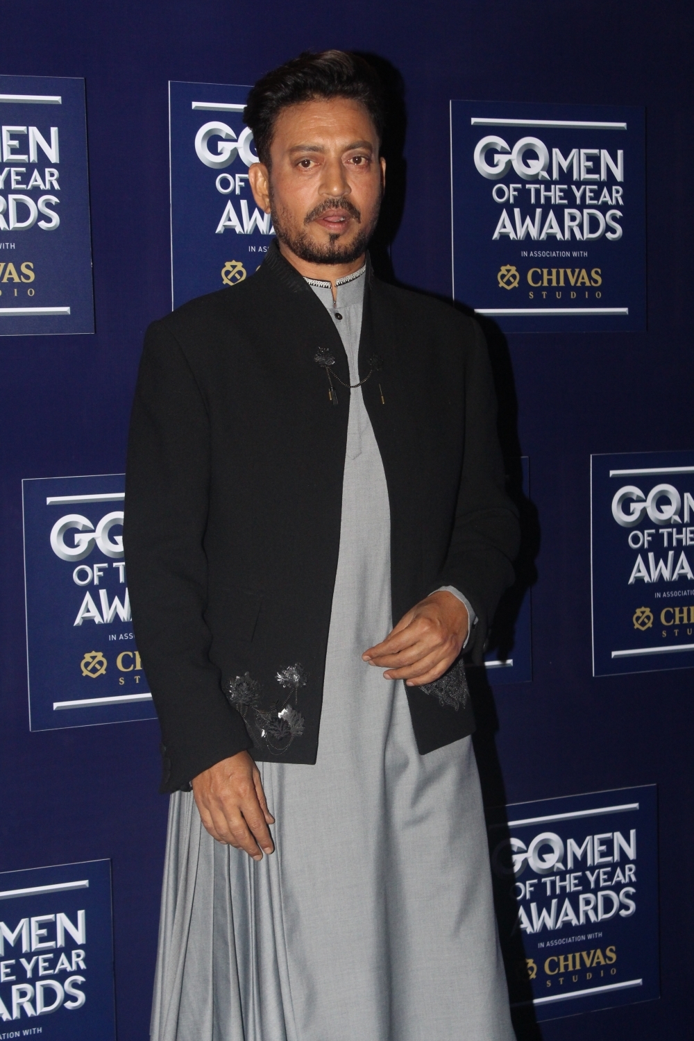 Actor Irrfan Khan on the red carpet of "GQ Men Of The Year Awards" 2017 in Mumbai on Sept 22, 2017. Aamir Khan,Ranveer Singh,Hasan Minhaj,GQ Men of the Year Awards,GQ Men of the Year Awards 2017
