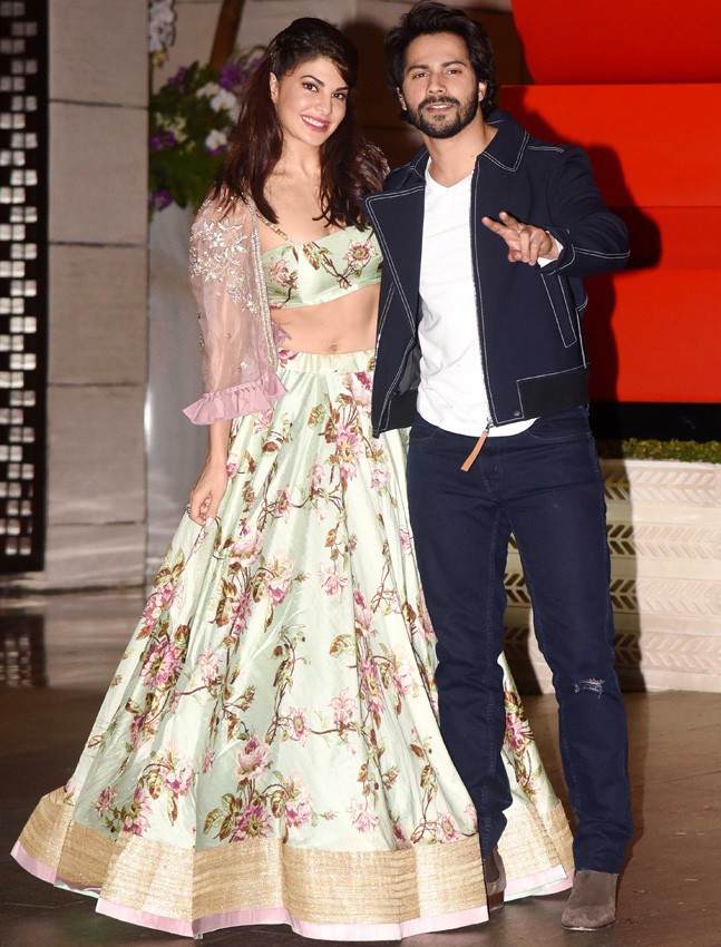 The 'Judwaa 2' cast had earlier attended the Falguni Pathak Dandiya event after which Varun and Jacqueline proceeded to the birthday bash. Varun Dhawan and Jacqueline Fernandez would be seen sharing screen space for the second time after collaborating for 'Dishoom'. The duo looked their stylish best as Jacqueline Fernandez wore a pastel flora lehenga and Varun Dhawan suited up in a casual manner. Sajid Nadiadwala's 'Judwaa 2' features Varun Dhawan bringing back to celluloid the iconic characters of Raja and Prem portrayed by Salman Khan in the 1997 Judwaa. Varun Dhawan and Jacqueline Fernandez,Varun Dhawan,Jacqueline Fernandez,Ambani's bash,Judwaa 2,Judwaa 2 couple