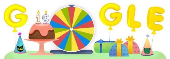 Google celebrates 19th birthday,Google 19th birthday,Google celebrates birthday with Doodle,Google birthday Doodle,Google Doodle
