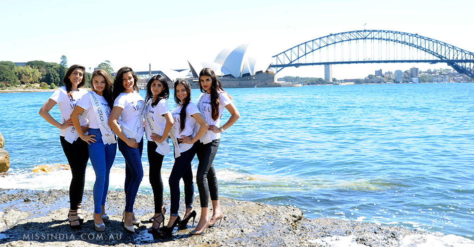 The Miss India Australia 2017 Finalists at the Sydney Harbour. Queenslander Aarzu Singh,Aarzu Singh,Miss India Australia 2017,Aarzu Singh is Miss India Australia 2017