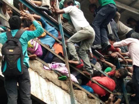 At least 22 commuters were killed in a stampede on a railway footover bridge near the Parel-Elphinstone Road stations here on Friday, a BMC official said. At least 24 others were injured and six are critical, the Brihanmumbai Municipal Corporation Disaster Control official said.