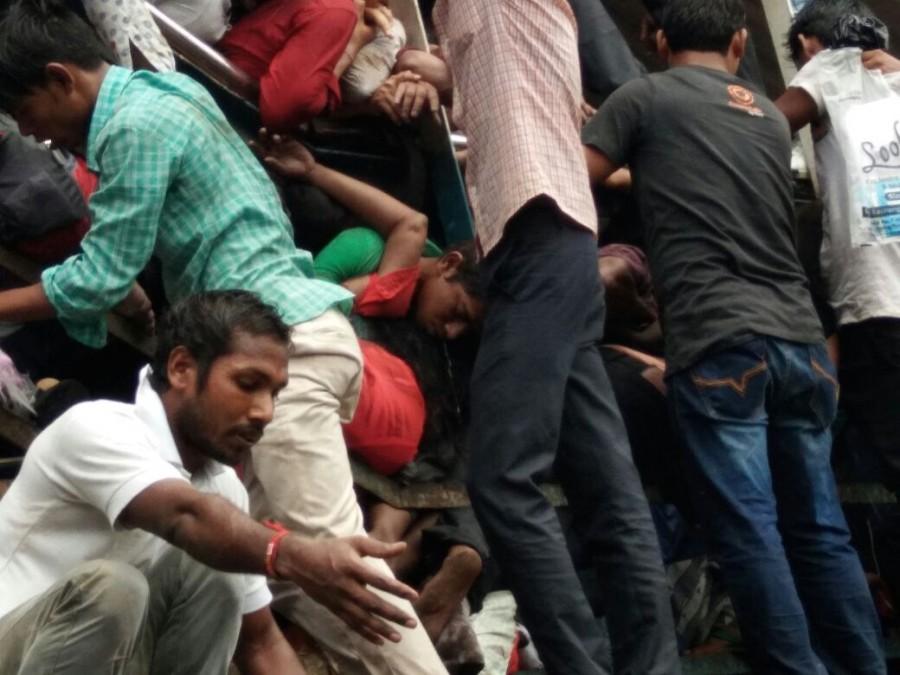 The victims were taken to the nearby KEM Hospital in Parel. Top police and railway officials have rushed to the spot. The cause of the stampede on the narrow footover bridge was not known, but eyewitnesses claimed that a sudden rumour of a suspected electrical short-circuit sparked off a panic. Elphinstone tragedy,Elphinstone,several dead in elphinstone stampede,elphinstone stampede,Elphinstone station,Elphinstone railway starion,Mumbai stampede