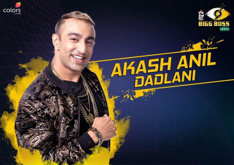 Akash Anil Dadlani Bigg Boss 11,Bigg Boss 11 contestants list with photos,Bigg Boss 11 contestants profiles,Bigg Boss 2017 participants,Host Salman Khan,Bigg Boss 11 18 contestants,Bigg Boss 11 houses,colors,reality TV show,Hina khan,shilpa shinde,Hiten Tejwani,Priyank Shar
