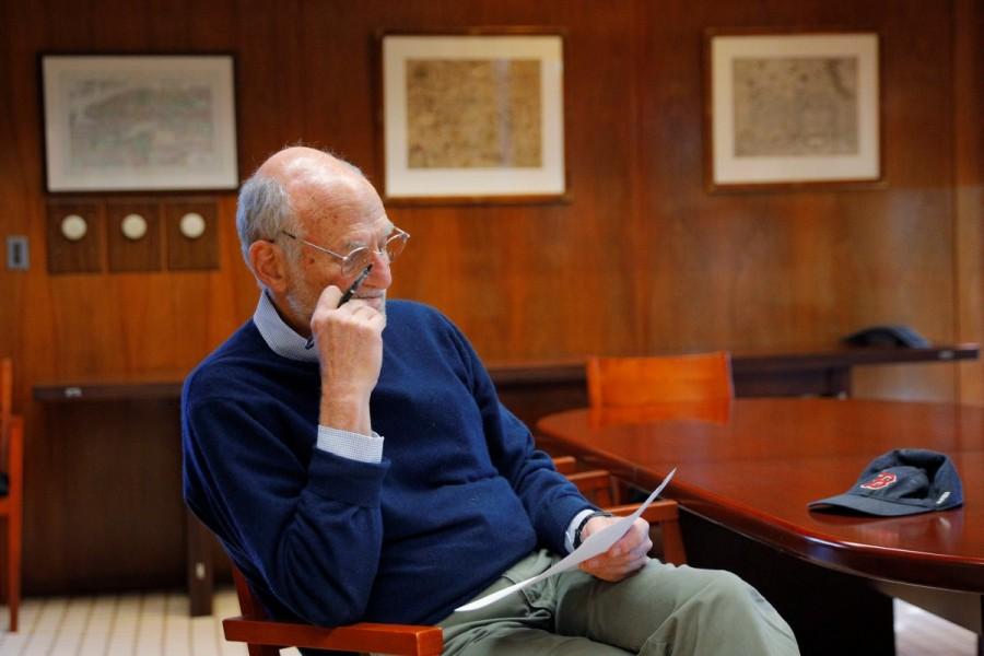 Michael Rosbash, a Brandeis University professor, proof-reads a press release after being named as a co-winner of the 2017 Nobel Prize in Physiology or Medicine at Brandeis University in Waltham, Massachusetts. "This ability to prepare for the regular daily fluctuations is crucial for all life forms," Thomas Perlmann, secretary of the Karolinska Institute Nobel Committee, told reporters. Nobel prizes,Science,Science prizes,People in science,Biology,Michael Rosbash,Jeffrey C Hall,Michael W Young,Nobel prize,Nobel prize 2017,Nobel prize winner,Nobel prize 2017 winner