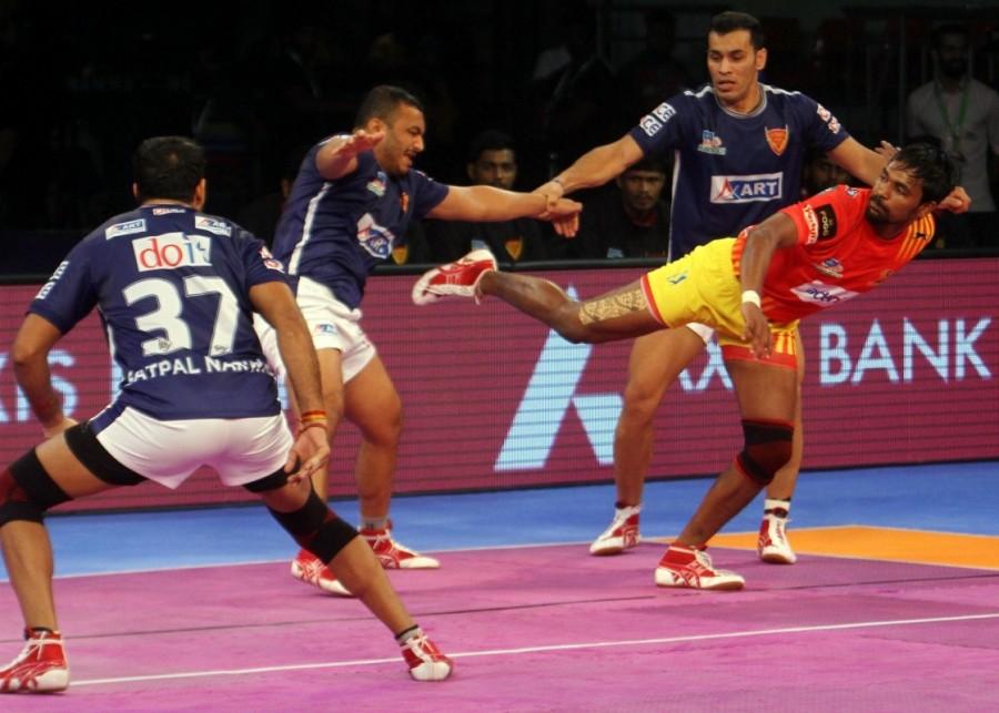 Abolfazl Maghsodlou was the lone spark for Delhi in the second half as he got raid points for his team. In the 25th minute, Gujarat forced another all out to lead 38-15. Gujarat stepped off the gas in the last 10 minutes of the match and scored just four points. Pro Kabaddi League 2017,Gujarat Fortunegiants thrash Dabang Delhi,Gujarat Fortunegiants beats Dabang Delhi,Gujarat Fortunegiants,Dabang Delhi,PKL 2017