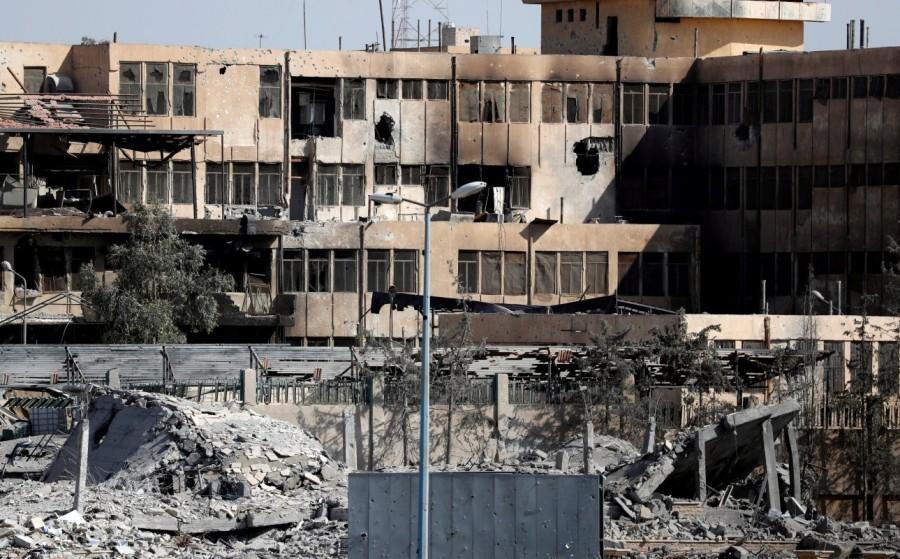A view of Raqqa's National Hospital, last stronghold of the Islamic State militants, in Raqqa. Battle for Islamic State,Islamic State,U.S.-backed Syrian Democratic Forces,Syrian Democratic Forces