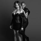 'Pregnant' Khloe Kardashian's covers bump in line campaign.