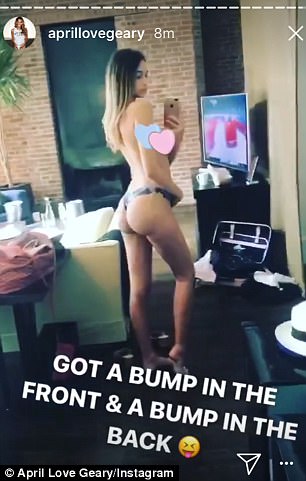 April Love Geary showed off her growing baby bump. Pregnant April Love Geary,April Love Geary,April Love Geary poses in underwear,April Love Geary baby bump,April Love Geary in underwear