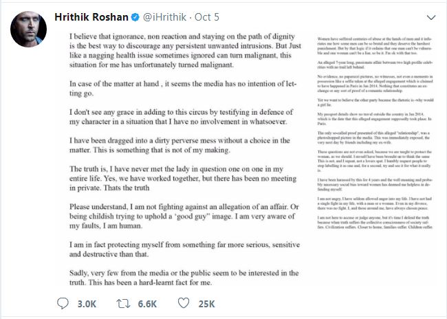 For the uninitiated, Hrithik Roshan broke his silence for the first time in 4 years releasing his thoughts on Kangana Ranaut fiasco. Hrithik Roshan,actor Hrithik Roshan,Kangana Ranaut,Hrithik Roshan statement,Hrithik Roshan and Kangana Ranaut,hrithik roshan kangana ranaut
